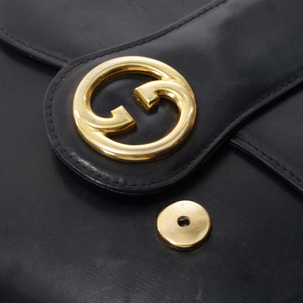 OLD Gucci　ラウンドGG金具レザーバッグ（黒）
