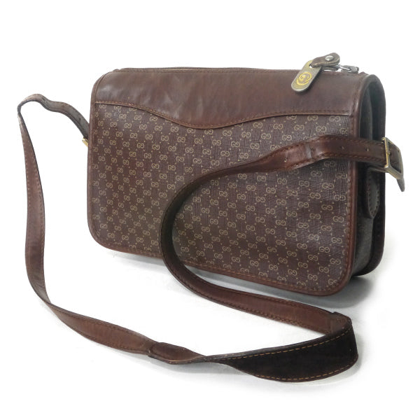 OLD Gucci マイクロGG筆記体ロゴ金具2WAYショルダ−（茶）