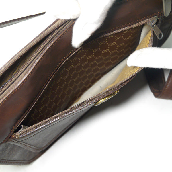 OLD Gucci マイクロGG筆記体ロゴ金具2WAYショルダ−（茶）