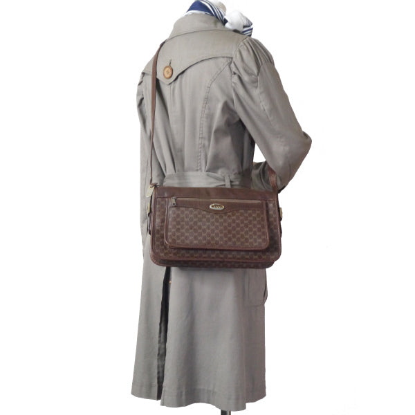 OLD Gucci マイクロGG筆記体ロゴ金具2WAYショルダ−（茶）