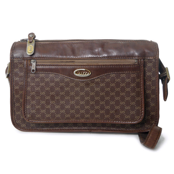 OLD Gucci マイクロGG筆記体ロゴ金具2WAYショルダ−（茶）