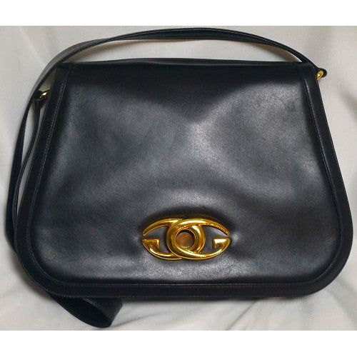 OLD Gucci７０ｓ台形Ｇショルダー（黒・総皮）