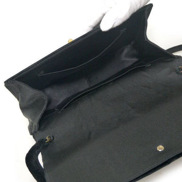 OLD Gucci ロープ留め具ベロアショルダーバッグ（黒）