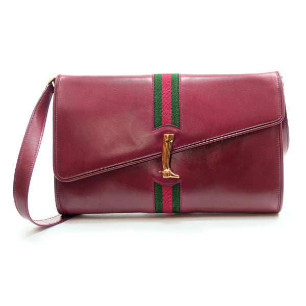 OLD Gucci ブーツ留め具シェリーラインショルダー（ワインレッド）