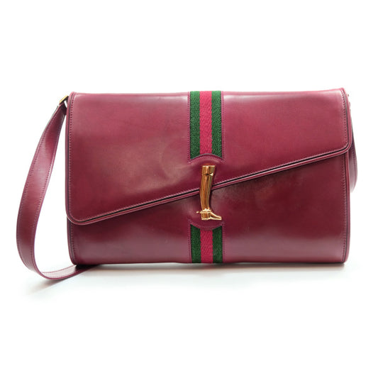OLD Gucci ブーツ留め具シェリーラインショルダー（ワインレッド）