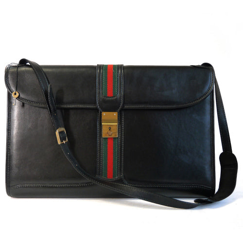 OLD Gucci ブリーフショルダー（総皮　黒）