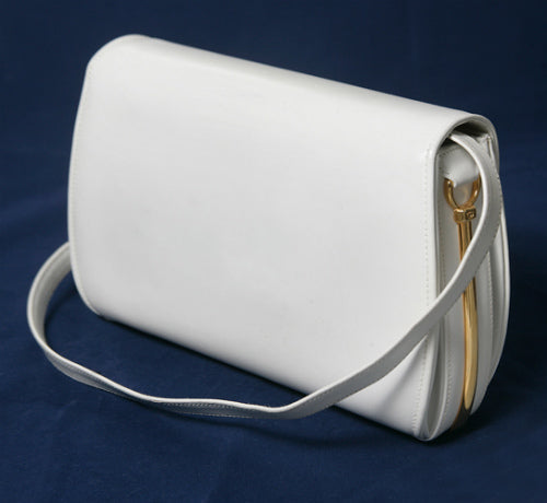 OLD Gucci 白ホースビット総皮ショルダー