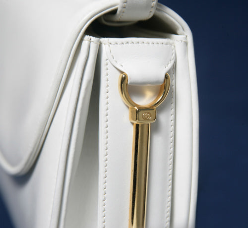 OLD Gucci 白ホースビット総皮ショルダー