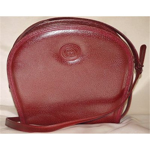 OLD Gucci 半円ワインレッドショルダー総革