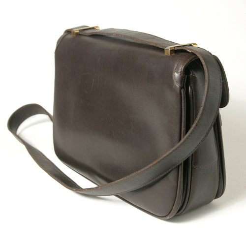 OLD Gucciブラウン三層式総革ショルダー