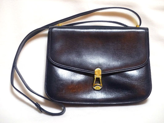 OLD Gucci濃紺総革クラッチ＆ショルダー