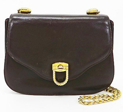 OLD Gucci 茶ゴールドチェーンショルダー