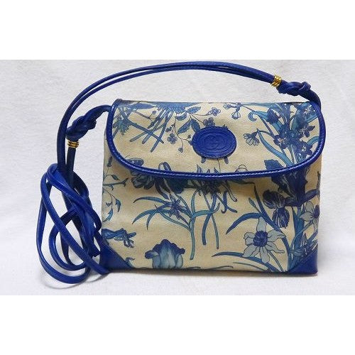 OLD Gucci FLORA フローラ四角ポシェット（青）