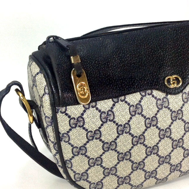 OLD Gucci　GG柄モノグラム半円ショルダー（青）