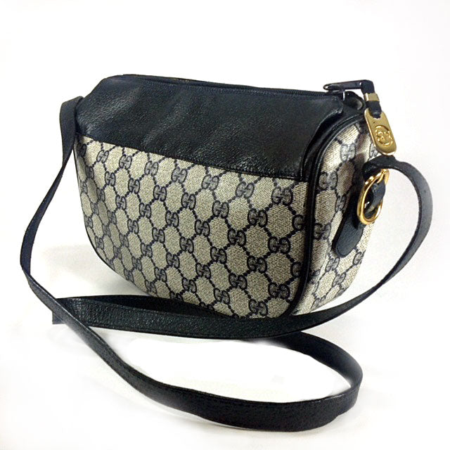 OLD Gucci　GG柄モノグラム半円ショルダー（青）