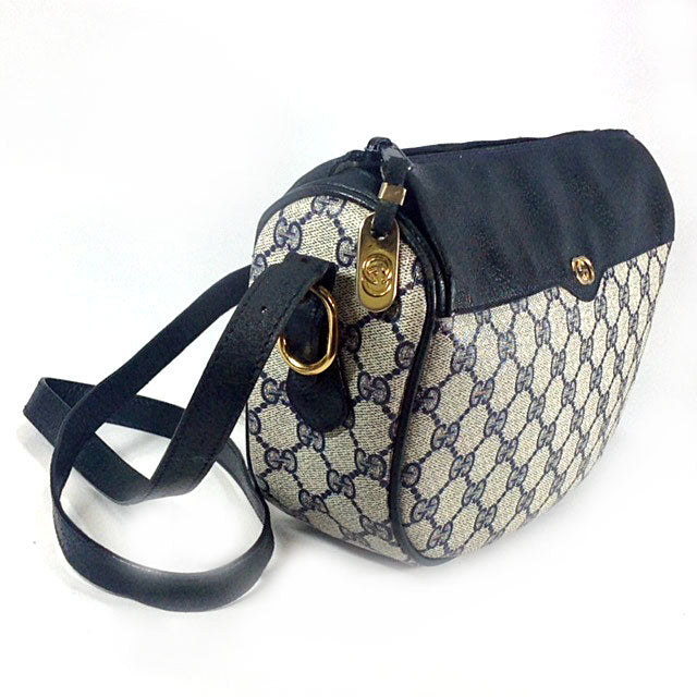 OLD Gucci　GG柄モノグラム半円ショルダー（青）