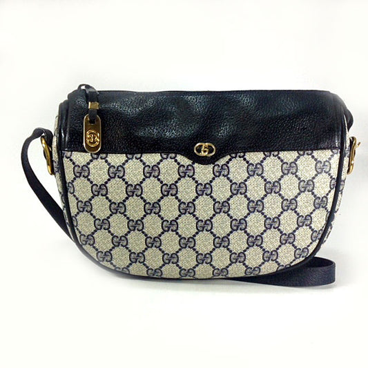 OLD Gucci　GG柄モノグラム半円ショルダー（青）
