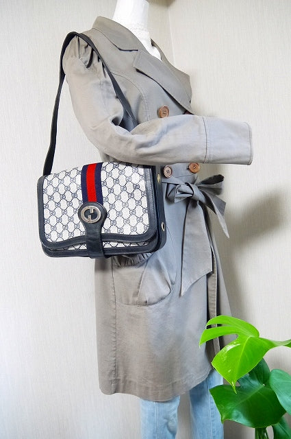 OLD Gucci 青　縦シェリーワンショルダー
