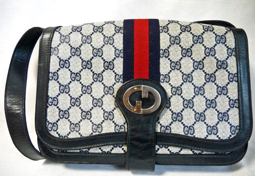 OLD Gucci 青　縦シェリーワンショルダー