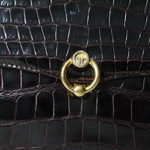 OLD Gucci70s! エキゾチックレザー・チェーンクラッチ（濃茶）