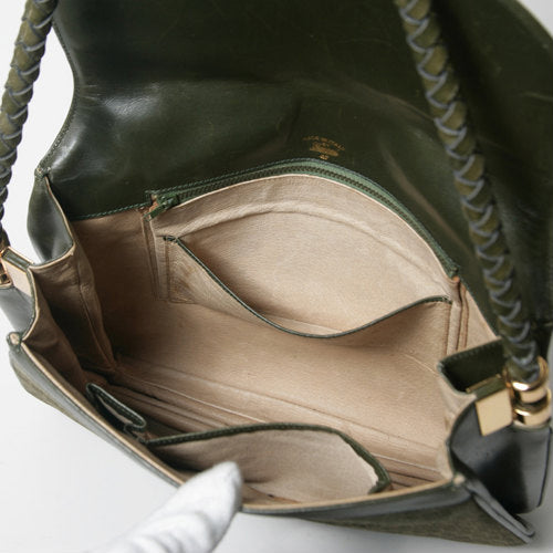 OLD Gucci スエードスクエアGGショルダー（深緑）