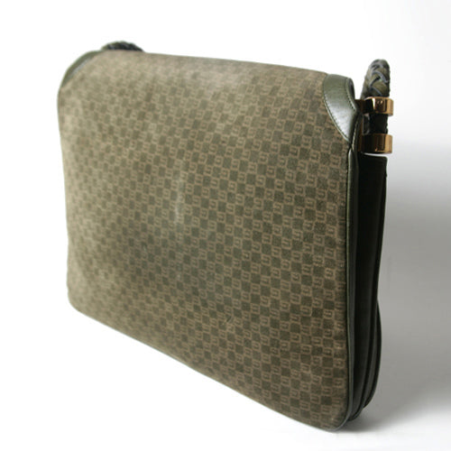 OLD Gucci スエードスクエアGGショルダー（深緑）