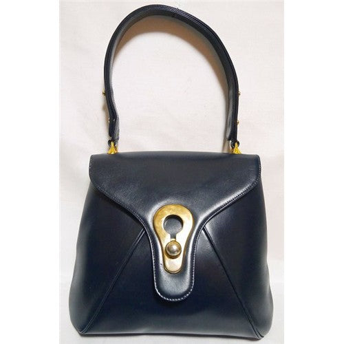 OLD Gucci 総革スライド留め具ショルダー（濃紺）