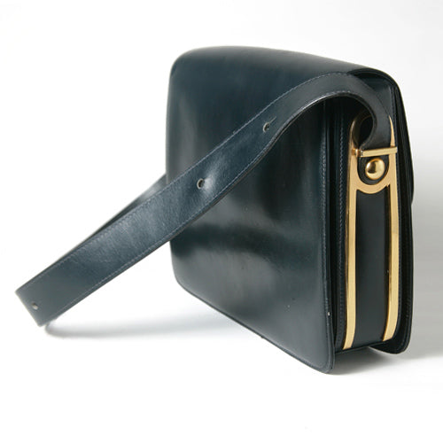 OLD Gucci 総革ダイヤル留め具ショルダー（濃紺）