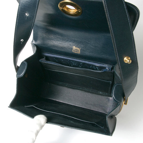OLD Gucci 総革ダイヤル留め具ショルダー（濃紺）