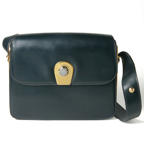 OLD Gucci 総革ダイヤル留め具ショルダー（濃紺）