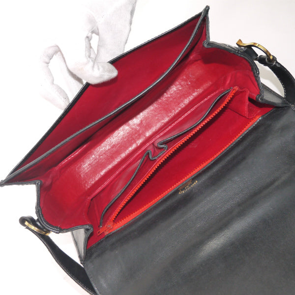 OLD Gucci　代表作！ビット留め具半円ワンショルダー（黒/赤）