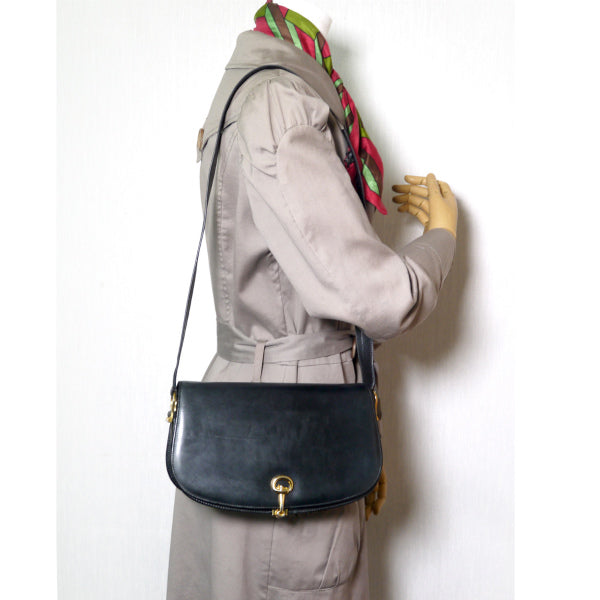 OLD Gucci　代表作！ビット留め具半円ワンショルダー（黒/赤）