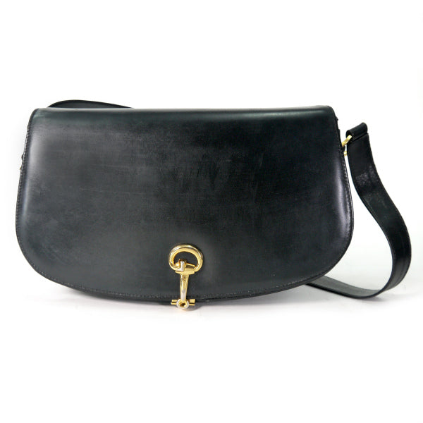 OLD Gucci　代表作！ビット留め具半円ワンショルダー（黒/赤）