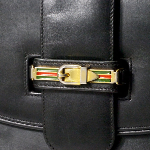 OLD Gucci シェリーベルト留め具レザーショルダー（黒）