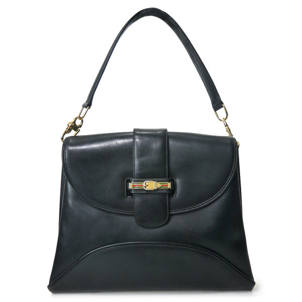 OLD Gucci シェリーベルト留め具レザーショルダー（黒）