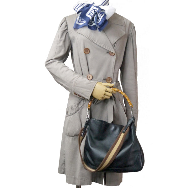 Gucci ２Way ホーボー バンブーバッグ中（黒）