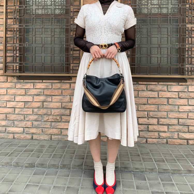 Gucci ２Way ホーボー バンブーバッグ中（黒）