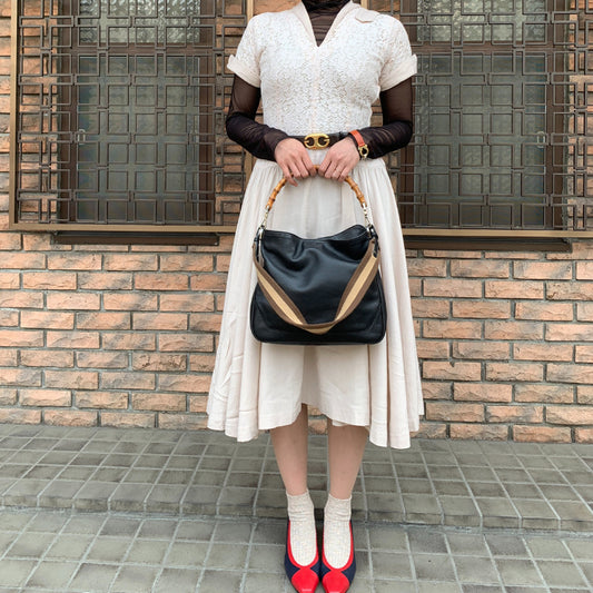 Gucci ２Way ホーボー バンブーバッグ中（黒）