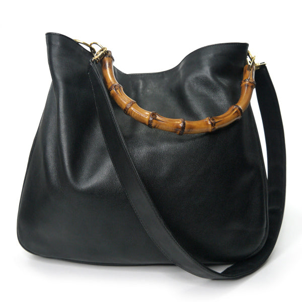 OLD Gucci ホーボー２Wayバンブーバッグ（黒・大）