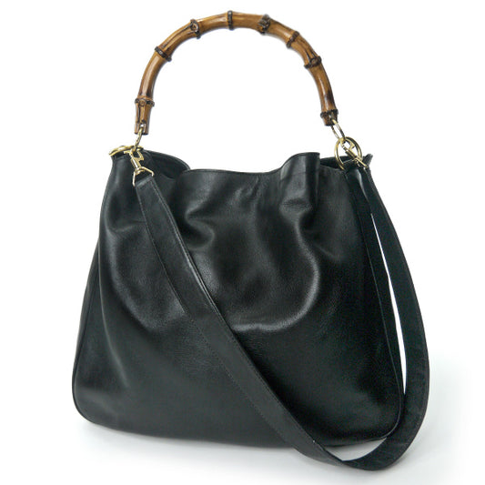 OLD Gucci ホーボー２Wayバンブーバッグ（黒・大）
