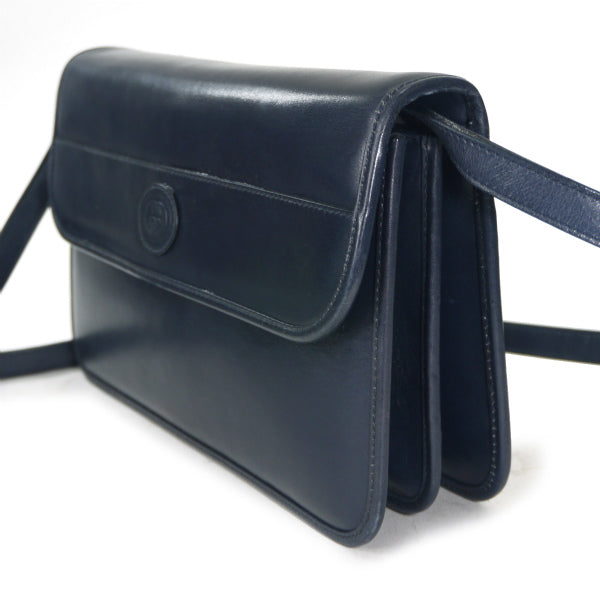 OLD Gucci レザーショルダー(紺・ネイビー）