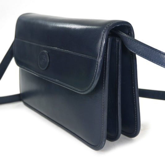 OLD Gucci レザーショルダー(紺・ネイビー）