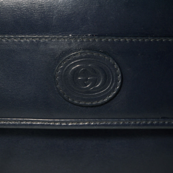 OLD Gucci レザーショルダー(紺・ネイビー）