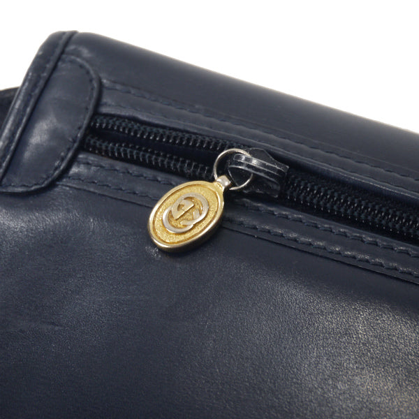 OLD Gucci レザーショルダー(紺・ネイビー）