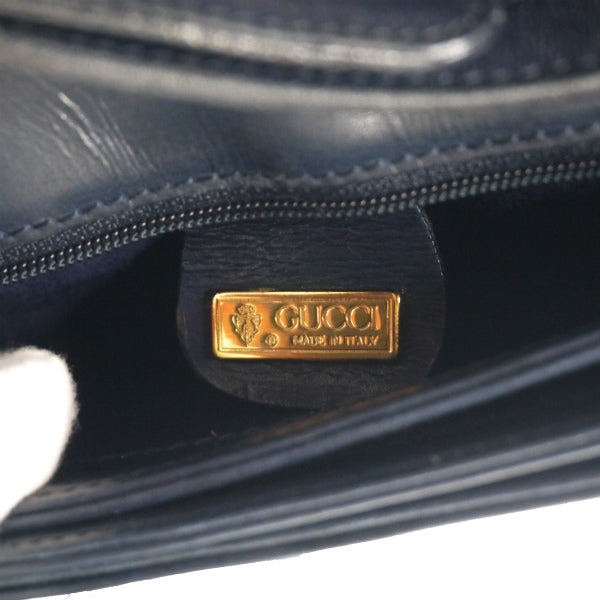 OLD Gucci レザーショルダー(紺・ネイビー）