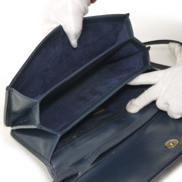 OLD Gucci レザーショルダー(紺・ネイビー）