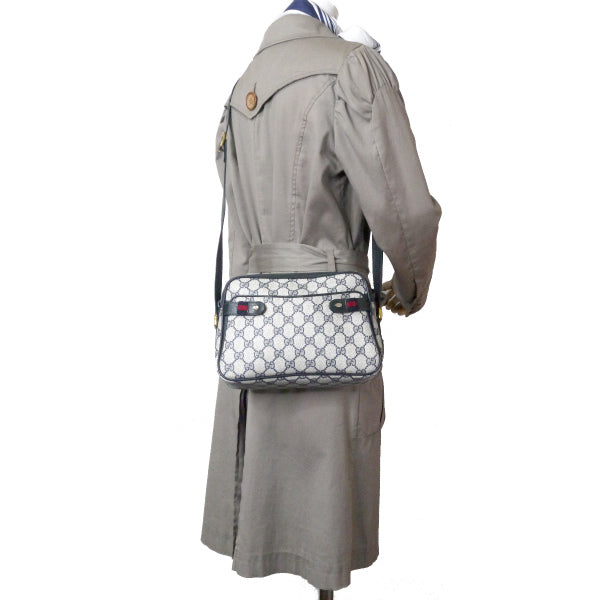 OLD Gucci 80sミニシェリー柄モノグラムショルダー（青）