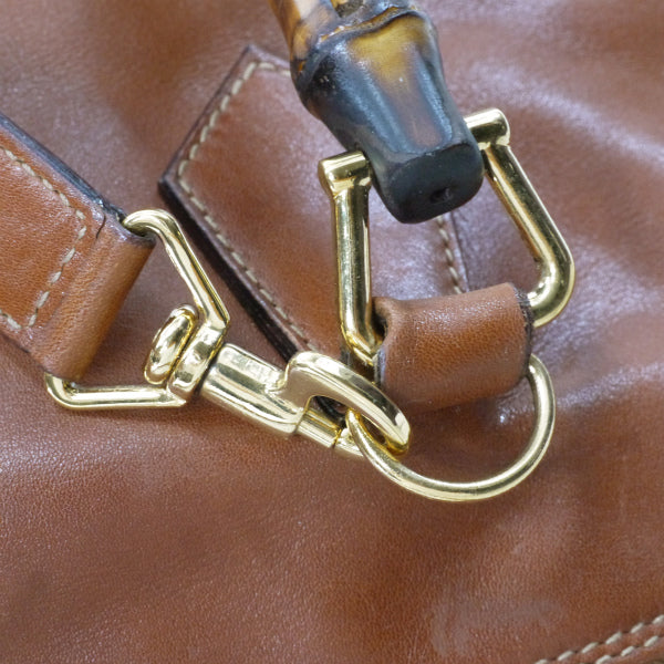 OLD Gucci バンブーハンドル総革2WAYバッグ（キャメル）