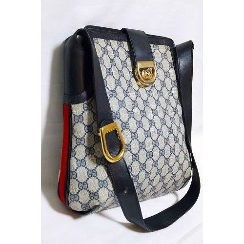 OLD Gucci G金具サイドシェリー縦長ショルダー（紺）
