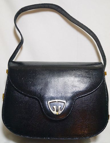 OLD Gucci リザード皮高級ショルダー（黒）<GS-314B>